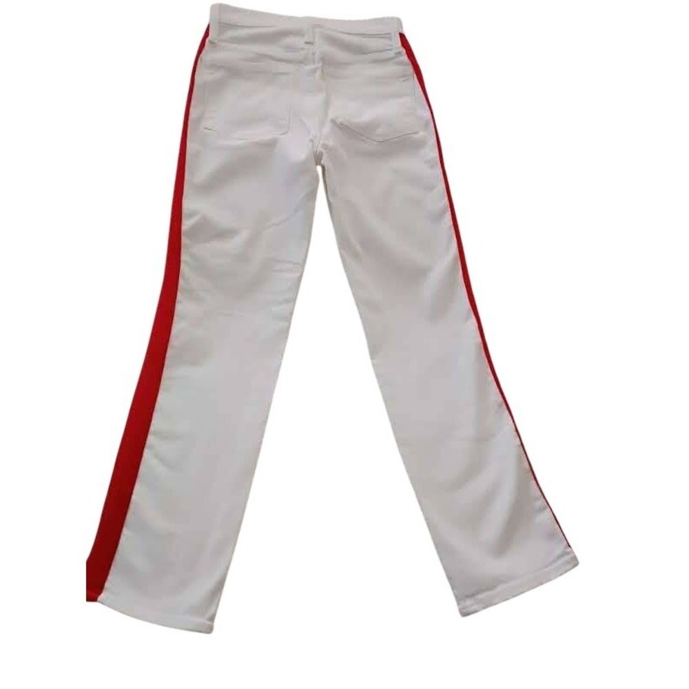 Madewell Slim Straight Tuxedo Stripe Jeans White Red 25x27 NWOT MSRP $135 - Picture 3 of 13